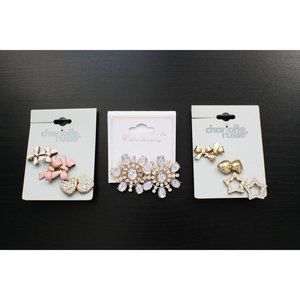 Charlotte Russe Embellished Bows Hearts Stars Snowflakes Earrings Bundle